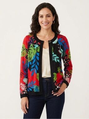 Joseph A. Women's Tropical Floral Knit Cardigan XL
